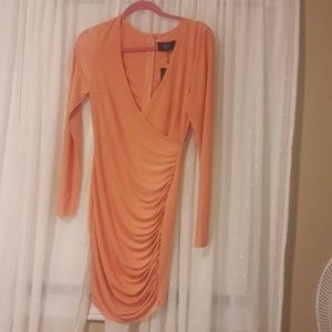 slinky peach party dress